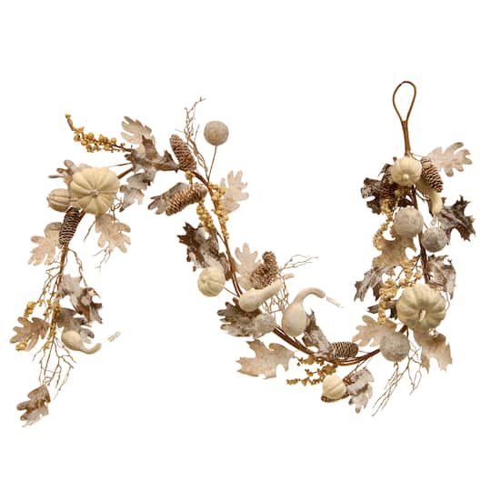6ft. White Pumpkin and Pinecone Garland